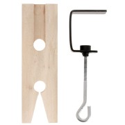 Tassello di legno a V pretagliato 20,5x6 cm con morsa in acciaio x1|raw }}