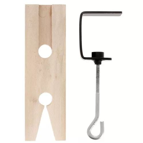 Tassello di legno a V pretagliato 20,5x6 cm con morsa in acciaio x1