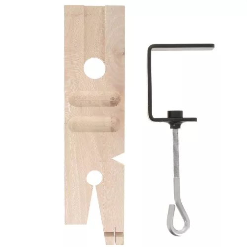 Tassello di legno a V pretagliato 22,5x6 cm con morsa in acciaio x1