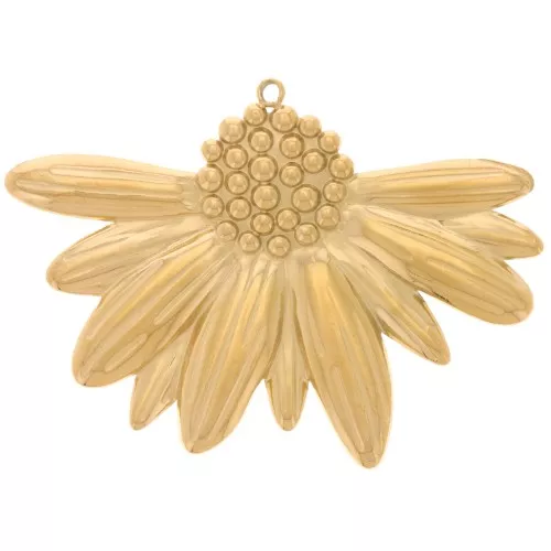 Pendente forma di girasole 31,5x45 mm - Acciaio inossidabile 304L dorato x2