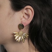 Pendente forma di girasole 31,5x45 mm - Acciaio inossidabile 304L dorato x2