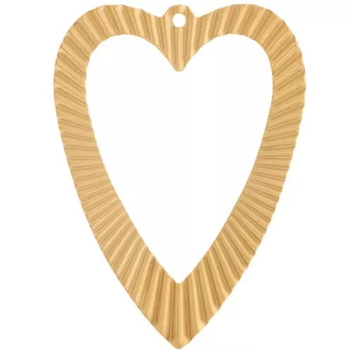 Pendenti cuore 42x31 mm - Acciaio inossidabile 304L dorato x2