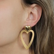 Pendenti cuore 42x31 mm - Acciaio inossidabile 304L dorato x2