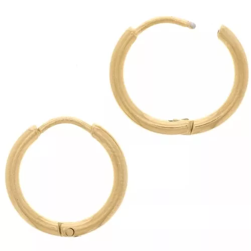 Orecchini rotondi da 16 mm - Filo da 2 mm - Acciaio inox 304L dorato x20
