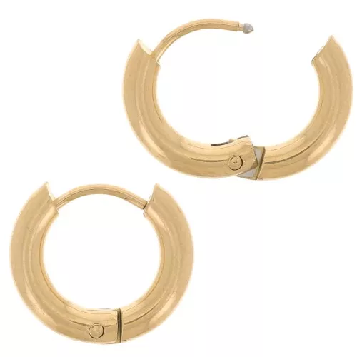 Orecchini rotondi 13 mm - filo da 2,5 mm - acciaio inox 304L dorato x2