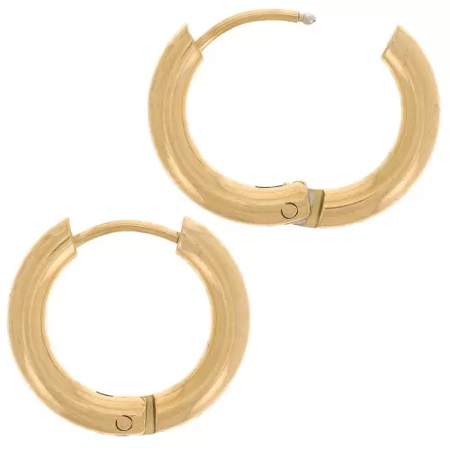 Orecchini rotondi 15 mm - filo da 2,5 mm - acciaio inossidabile 304L dorato x2