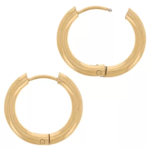 Orecchini rotondi 17 mm - filo da 2,5 mm - acciaio inox 304L dorato x2