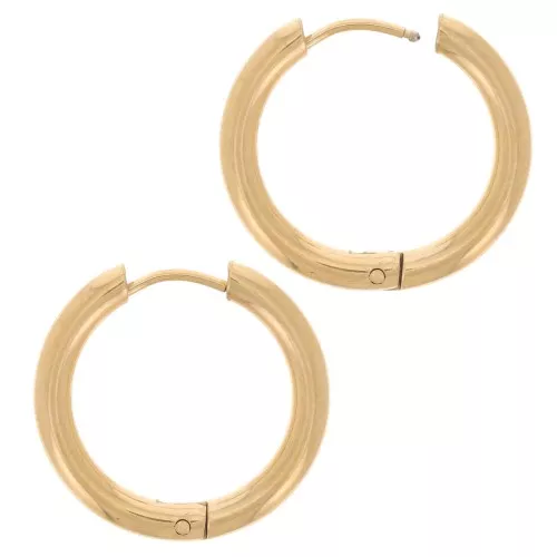 Orecchini rotondi 19 mm - filo da 2,5 mm - acciaio inossidabile 304L dorato x2