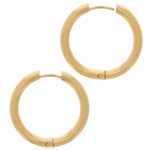 Orecchini rotondi 21 mm - filo da 2,5 mm - acciaio inossidabile 304L dorato x2