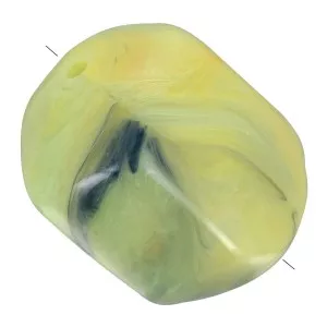 Perla barocca irregolare in resina opaca 19x15 mm - Olivina marmorizzata x1