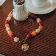 Perla irregolare in resina opaca barocca 19x15 mm - Rosso scuro marmorizzato x1