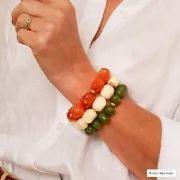 Perla barocca irregolare in resina opaca 19x15 mm - Rosso scuro marmorizzato con Brillantini