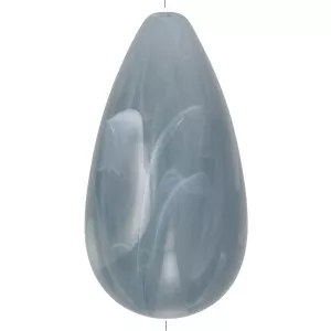 Perla di resina opaca 30x16 mm - Blu grigio marmorizzato x1