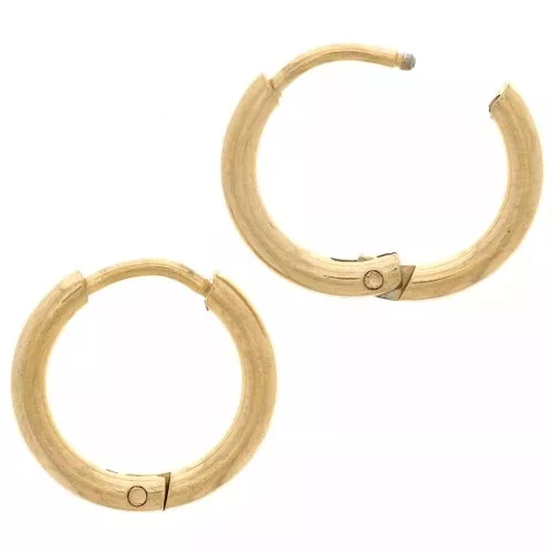 Orecchini rotondi da 14 mm - filo da 2 mm - acciaio inox 304L dorato x20
