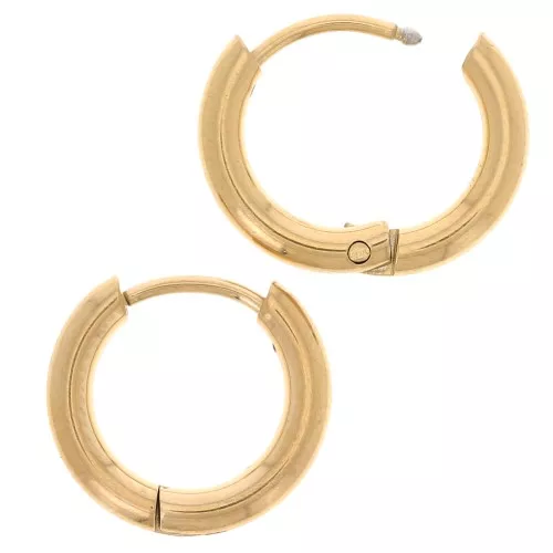 Orecchini rotondi da 12 mm - filo da 2 mm - acciaio inox 304L dorato x20