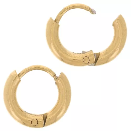 Orecchini rotondi da 10 mm - filo da 2 mm - acciaio inossidabile 304L dorato x2