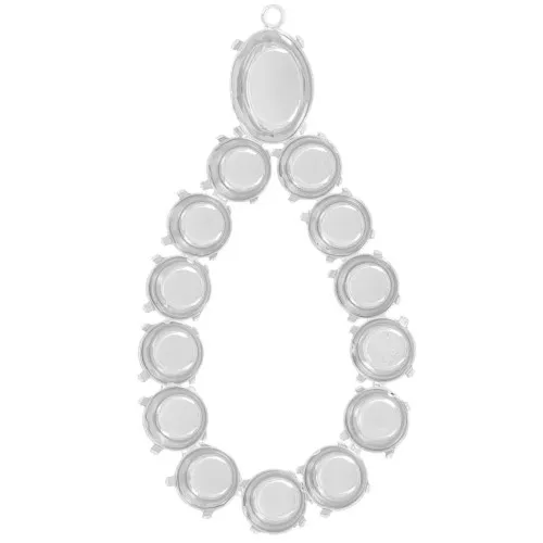 Pendente 64x34 mm - cabochon 1088 8 mm e cabochon 4120 14x10 mm - Argento placcato