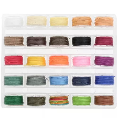 Assortimento di 25 bobine da 16 m di filo di nylon cerato - 0,45 mm - multicolore x1