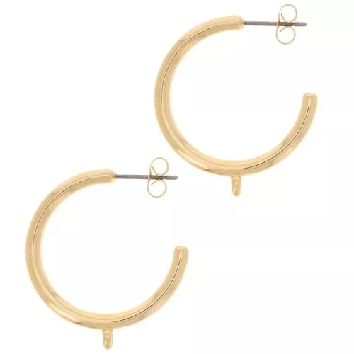 Orecchini a cerchio aperto 26 mm con anello chiuso - Dorati con oro fino x2