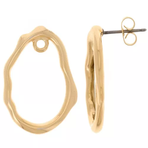 Orecchini goccia irregolari martellati 24x17 mm - Dorato con oro fino x2