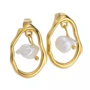 Orecchini goccia irregolari martellati 24x17 mm - Dorato con oro fino x2