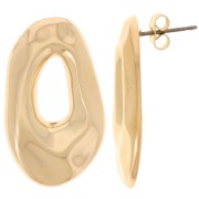 Orecchini ovali irregolari martellati 31x18 mm - Dorato con oro fino x2