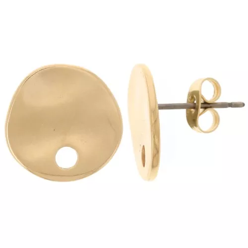 Orecchini tondi irregolari martellati 14 mm - Dorato con oro fino x2