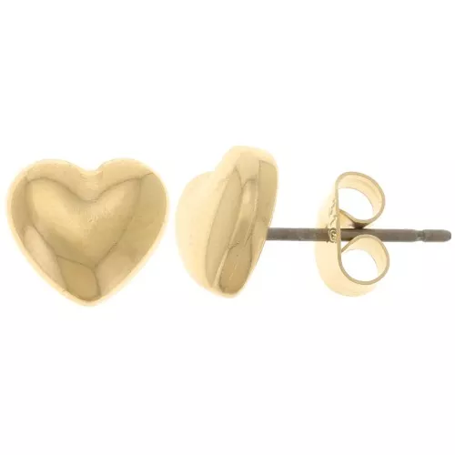 Orecchini a cuore bombato 8x9 mm - Dorato con oro fino x2