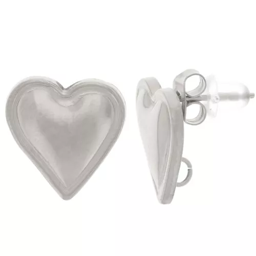Orecchini cuori arrotondati 14x14 mm -anello aperto- acciaio inox04L x2