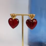 Orecchini cuori arrotondati 14x14 mm -anello aperto- acciaio inox04L x2