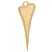 Pendente a forma di cuore 28x10 mm - Dorato in oro fino x1