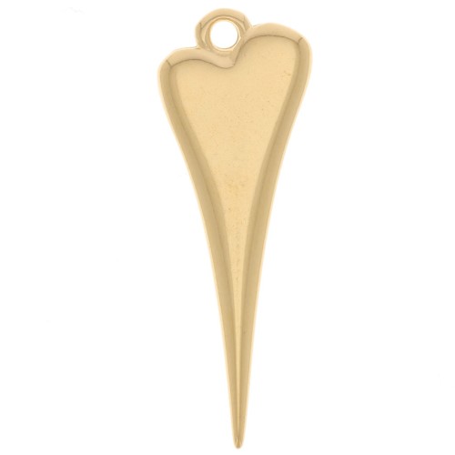 Pendente a forma di cuore 28x10 mm - Dorato in oro fino x1