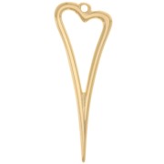 Pendente cuore scavato 38x14 mm - Dorato in oro fino x1