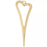 Pendente cuore scavato 38x14 mm - Dorato in oro fino x1