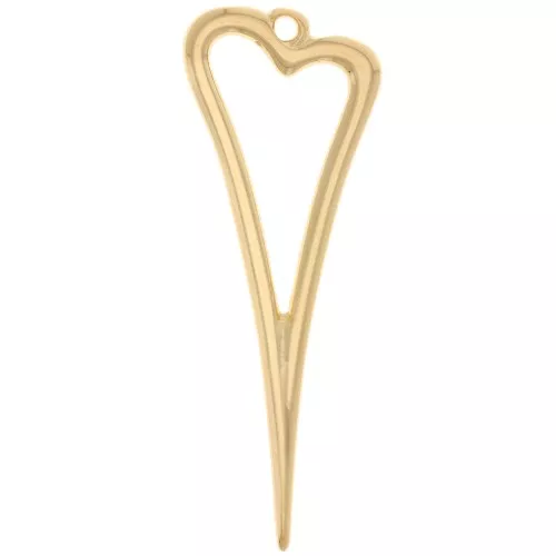 Pendente cuore scavato 38x14 mm - Dorato in oro fino x1