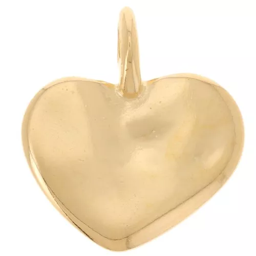 Pendente a cuore martellato 20x18 mm - Dorato in oro fino x1