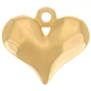 Pendente forma di cuore martellato 14x16 mm - Dorato in oro fino x1