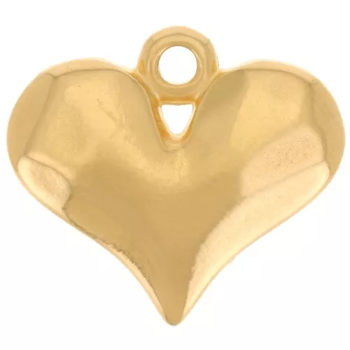 Pendente forma di cuore martellato 14x16 mm - Dorato in oro fino x1