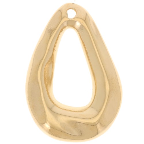 Pendente goccia bombato 25,5x18 mm - Dorato in oro fino x1