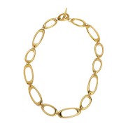 Chiusura ovale curva a T 21x17 mm per bracciale o collana - Dorata in oro fino x1