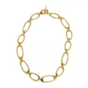 Chiusura ovale curva a T 21x17 mm per bracciale o collana - Dorata in oro fino x1