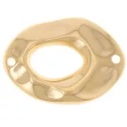 Distanziatore ovale irregolare martellato 26,5x19 mm - Dorato con oro fino x1