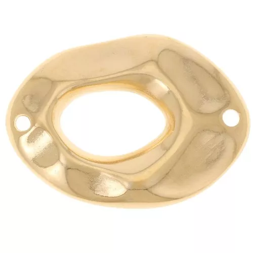 Distanziatore ovale irregolare martellato 26,5x19 mm - Dorato con oro fino x1