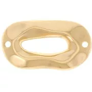 Distanziatore ovale irregolare martellato e scavato 26,5x15 mm - Dorato con oro fino x1