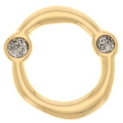 Distanziatore irregolare rotondo da 19 mm e resina epossidica - Dorato con oro fino - Glitter grigio