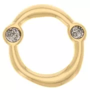 Distanziatore irregolare rotondo da 19 mm e resina epossidica - Dorato con oro fino - Glitter grigio