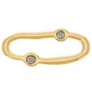 Distanziatore ovale irregolare 30x13mm e resina epossidica - Oro fino - Grigio glitterato