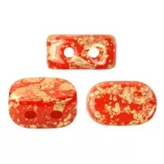 Perle in vetro Lipsi® di Puca® 4x6 mm - Opaque Light Coral Gold Splash x10g