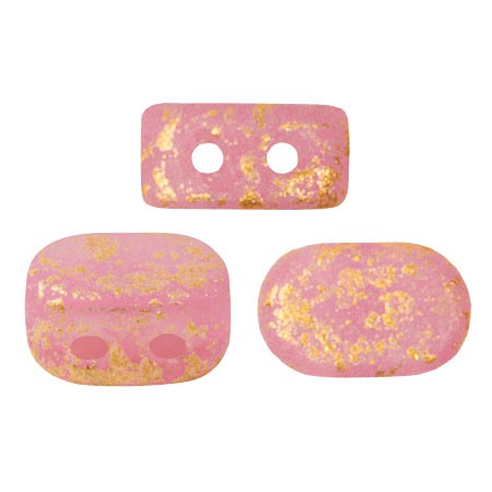 Perle in vetro Lipsi® di Puca® 4x6 mm - Light Rose Opal Mat Gold Splash x10g