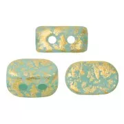 Perle in vetro Lipsi® di Puca® 4x6 mm - Blue Green Opal Mat Gold Splash x10g